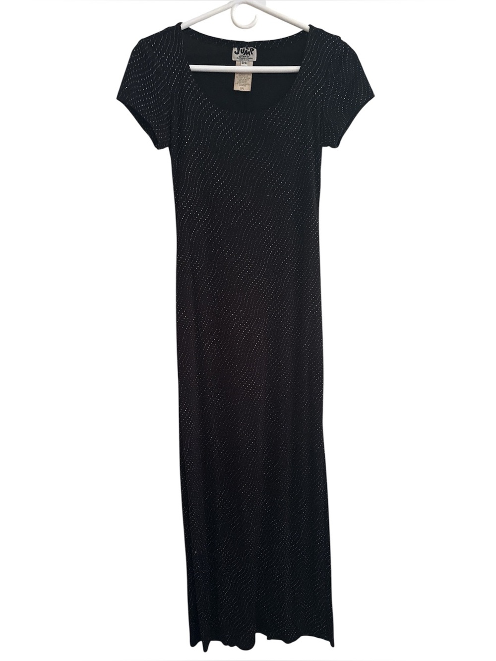 Jump Apparel Co. Black Short-Sleeve Gown Dress with Dotted Texture